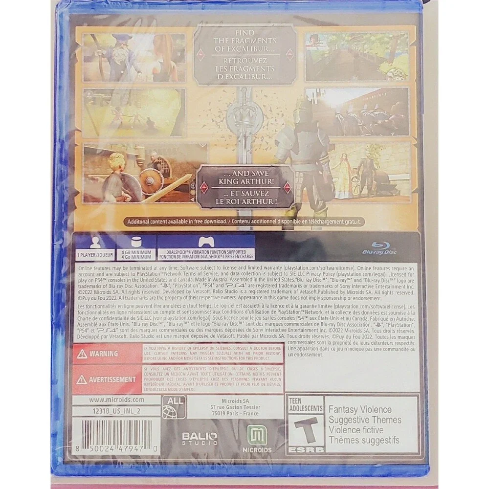 PS4 Quest Excalibur Puy du Fou - Sony PlayStation 4 Video Game New!